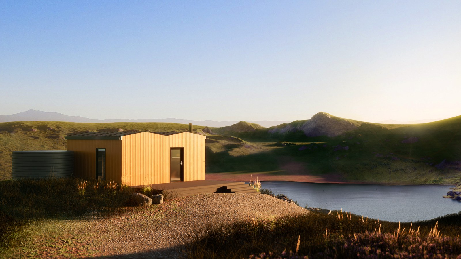 Single Anyplace module — remote highland setting with lake view