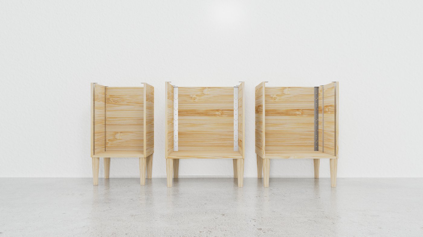 Payload cabinet legs — height adjustment system